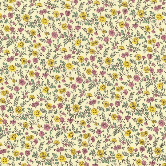 Yellow and Pink Petite Floral Print Paper ~ Carta Varese Italy